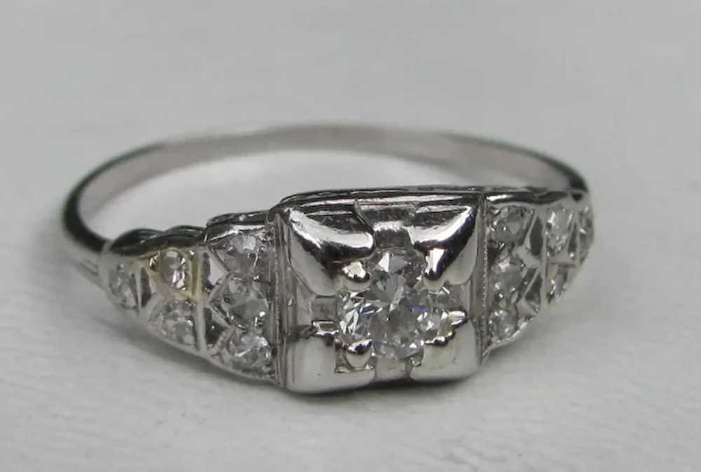 Antique Platinum Diamond Ring 1920's .32cts. - image 3