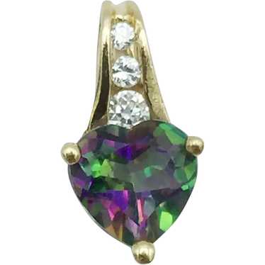 10K Mystic Topaz and Cubic Zirconia Pendant