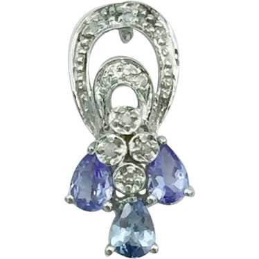 10K White Gold .08ctw Tanzanite and Diamond Pendan