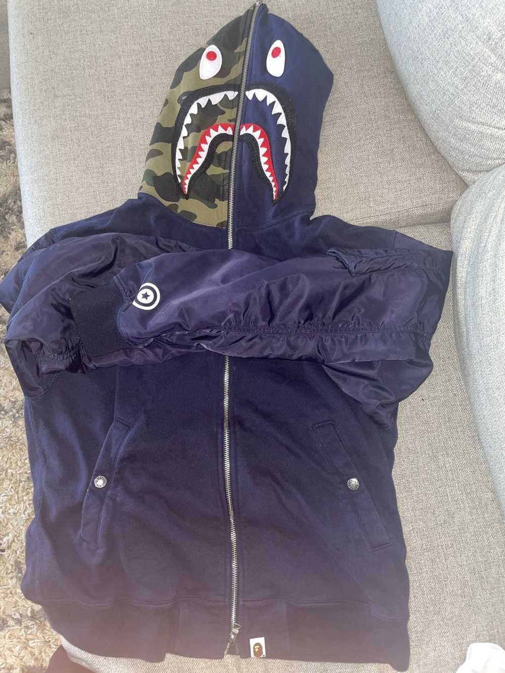 Bape Bape Hoodie Navy Shark - image 1