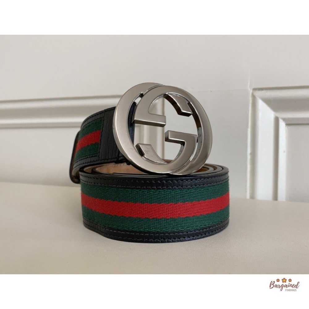 Gucci Gucci Web Green/Red Canvas Silver Interlock… - image 1