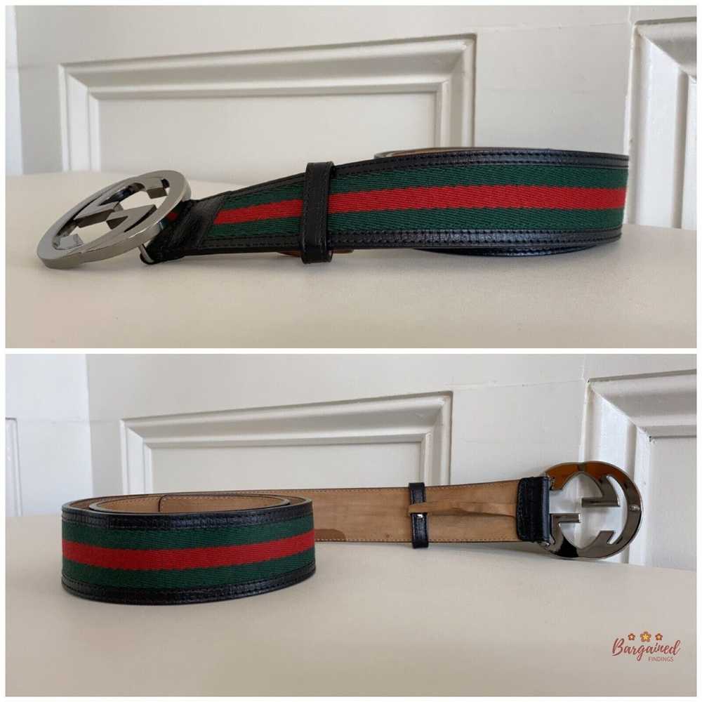 Gucci Gucci Web Green/Red Canvas Silver Interlock… - image 3