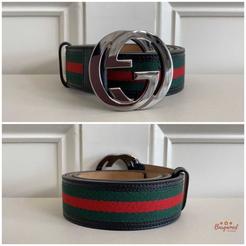 Gucci Gucci Web Green/Red Canvas Silver Interlock… - image 9