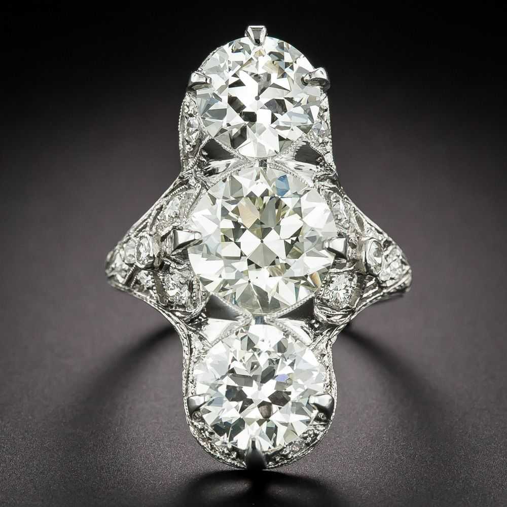 Art Deco Three-Stone Diamond Ring - GIA - image 1