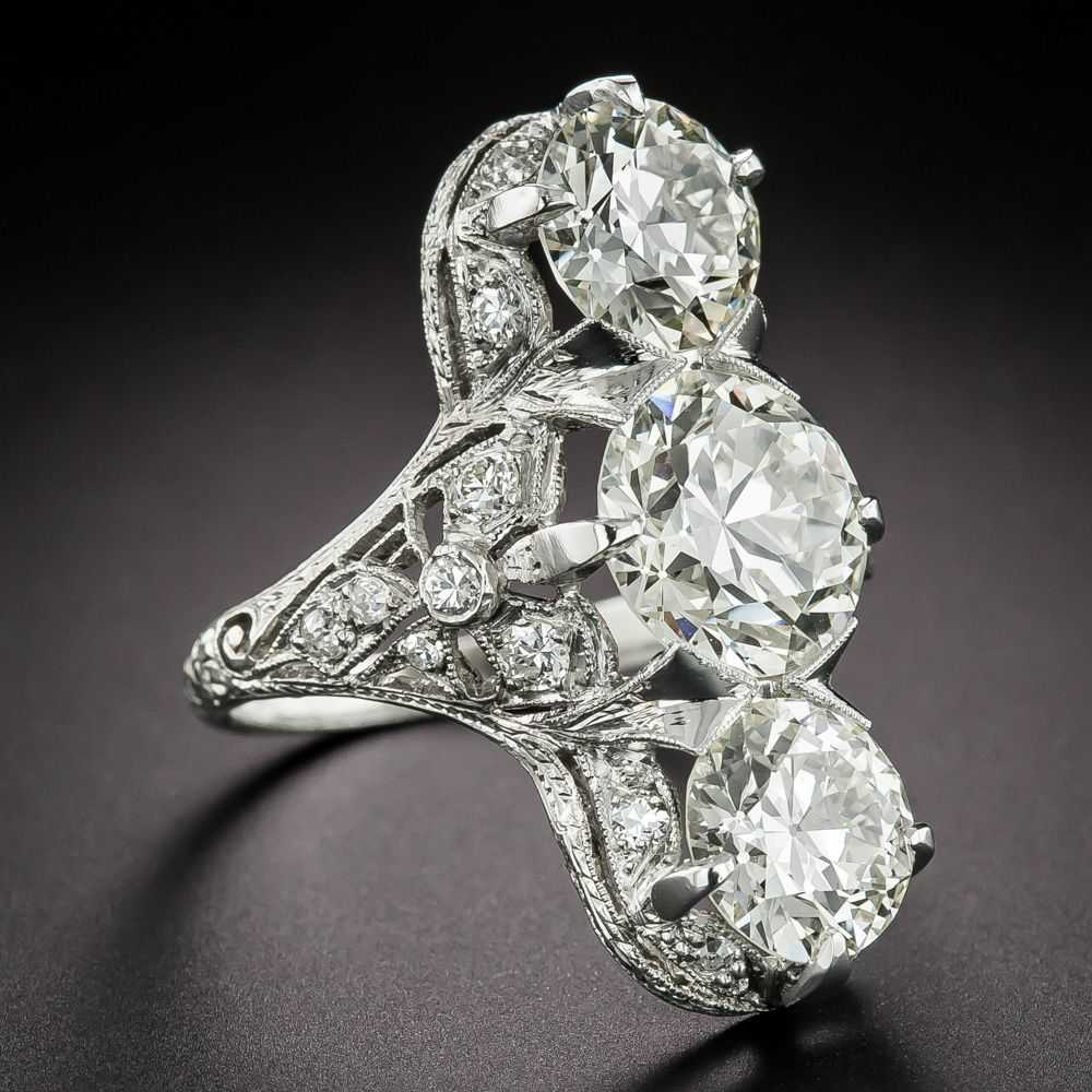 Art Deco Three-Stone Diamond Ring - GIA - image 2