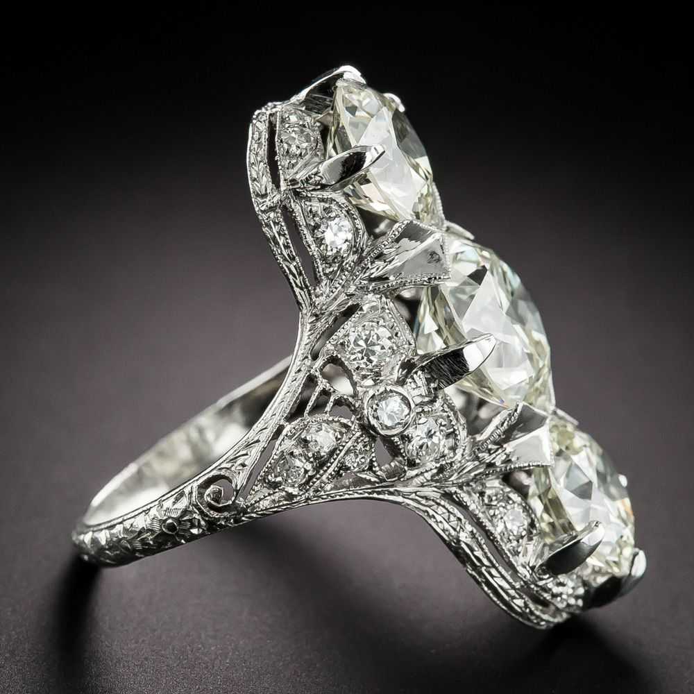 Art Deco Three-Stone Diamond Ring - GIA - image 3