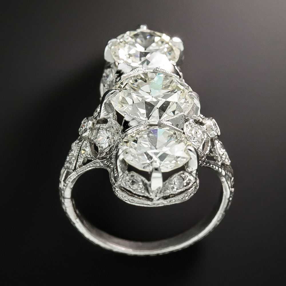 Art Deco Three-Stone Diamond Ring - GIA - image 4