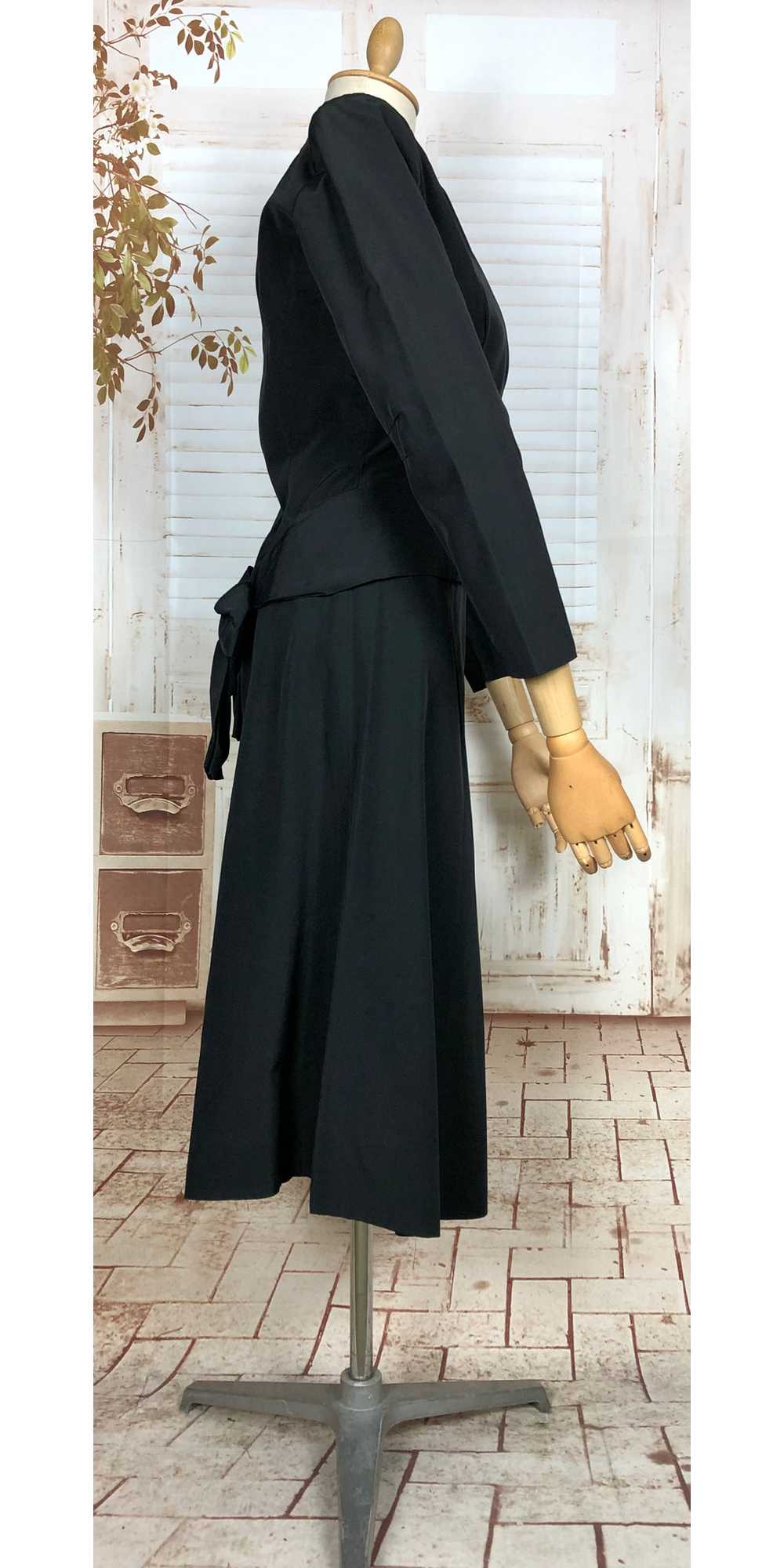 Amazing Original 1940s Vintage Black Rayon Faille… - image 2