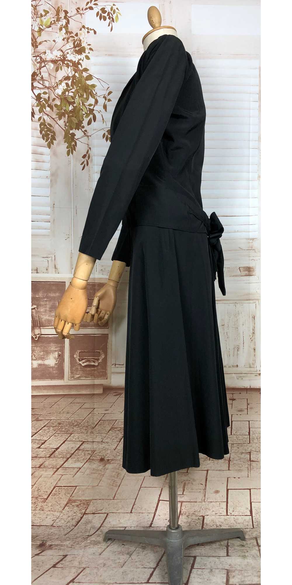 Amazing Original 1940s Vintage Black Rayon Faille… - image 6