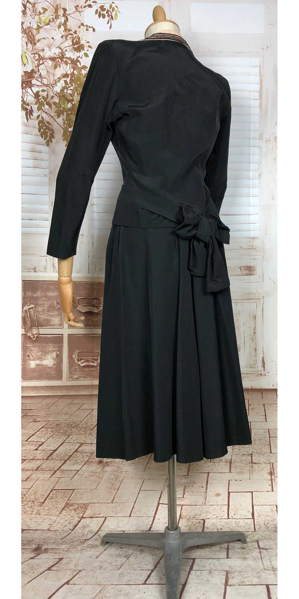 Amazing Original 1940s Vintage Black Rayon Faille… - image 7