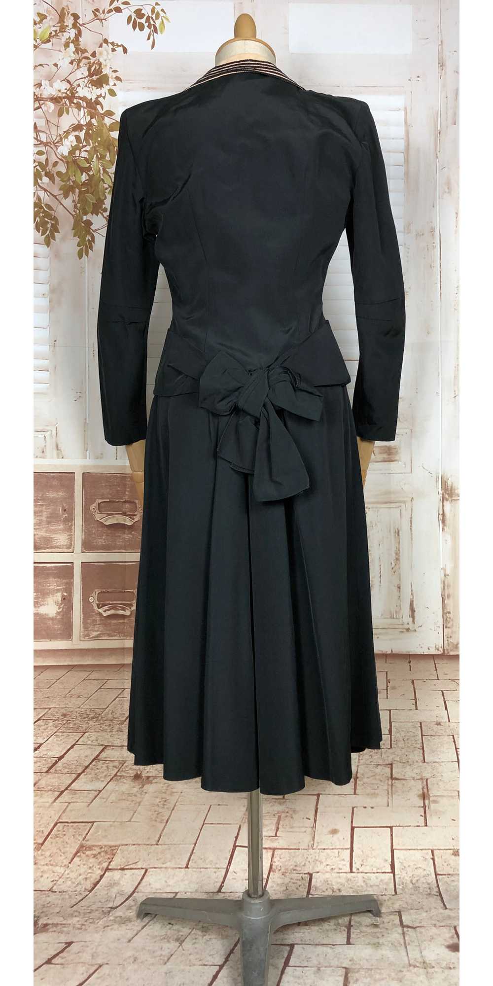 Amazing Original 1940s Vintage Black Rayon Faille… - image 8