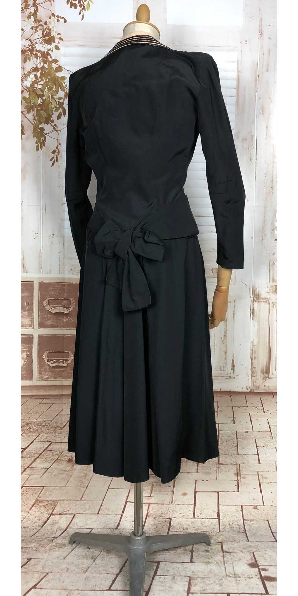 Amazing Original 1940s Vintage Black Rayon Faille… - image 9