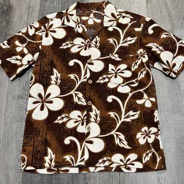 Hawaiian Shirt × Vintage VTG Brown Hawaiian Aloha… - image 1