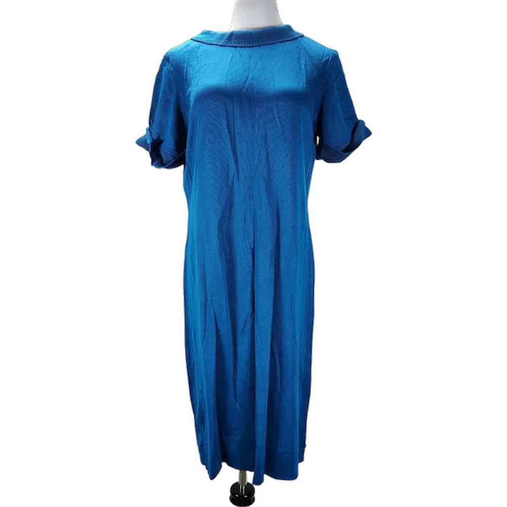 Vintage 60s Blue Midi Shift Dress Size L/XL Rolle… - image 1