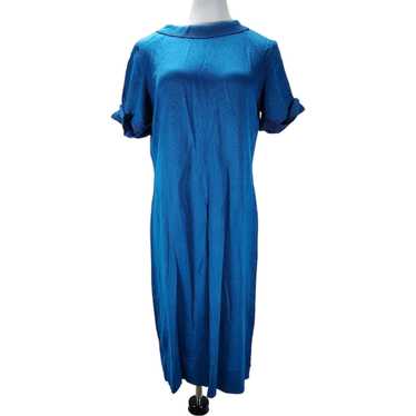 Vintage 60s Blue Midi Shift Dress Size L/XL Rolle… - image 1