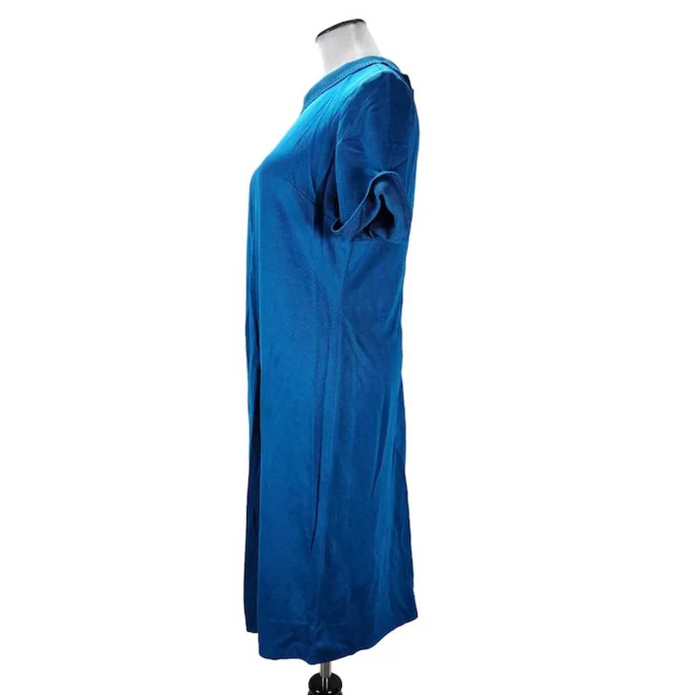 Vintage 60s Blue Midi Shift Dress Size L/XL Rolle… - image 2
