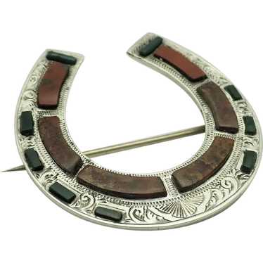 Scottish Victorian Large Lucky Horseshoe Silver a… - image 1