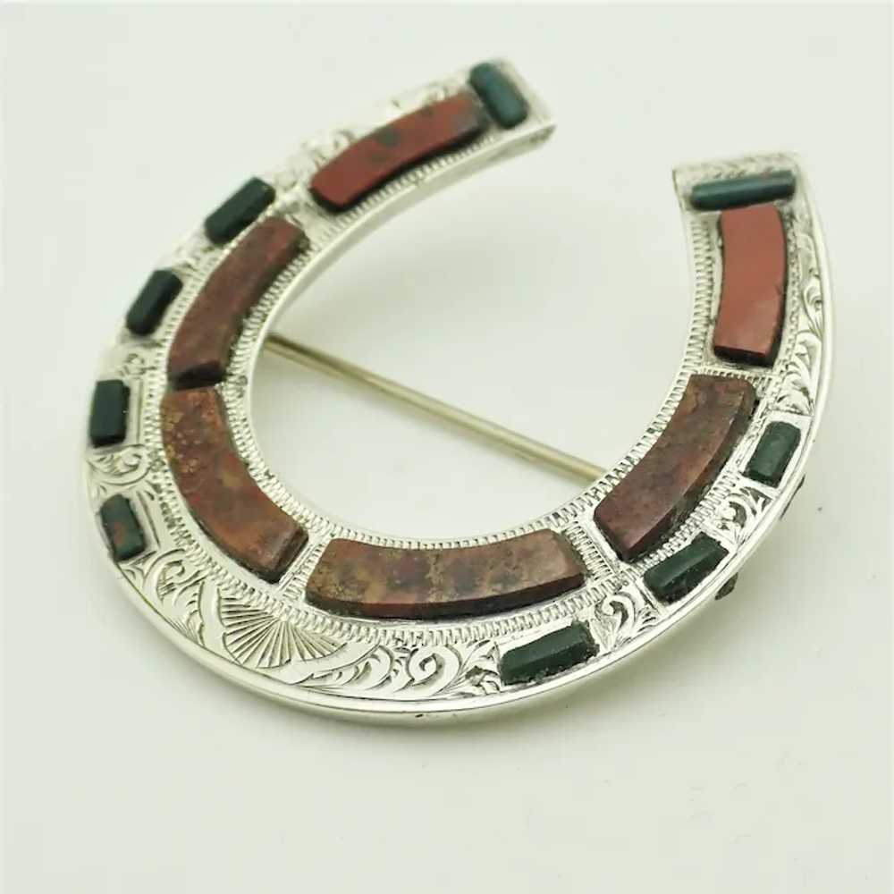 Scottish Victorian Large Lucky Horseshoe Silver a… - image 5