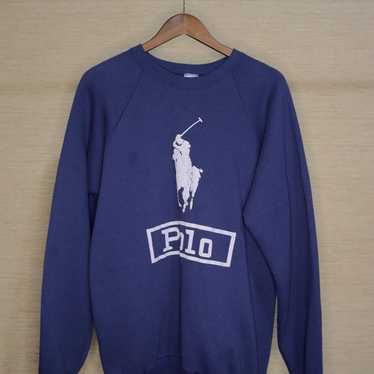 90s Ralph Lauren Womens Large Pony Stitched Faded Crewneck