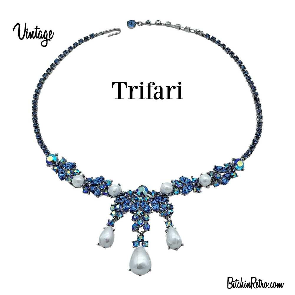 Trifari Vintage Rhinestone Drop Necklace - image 2