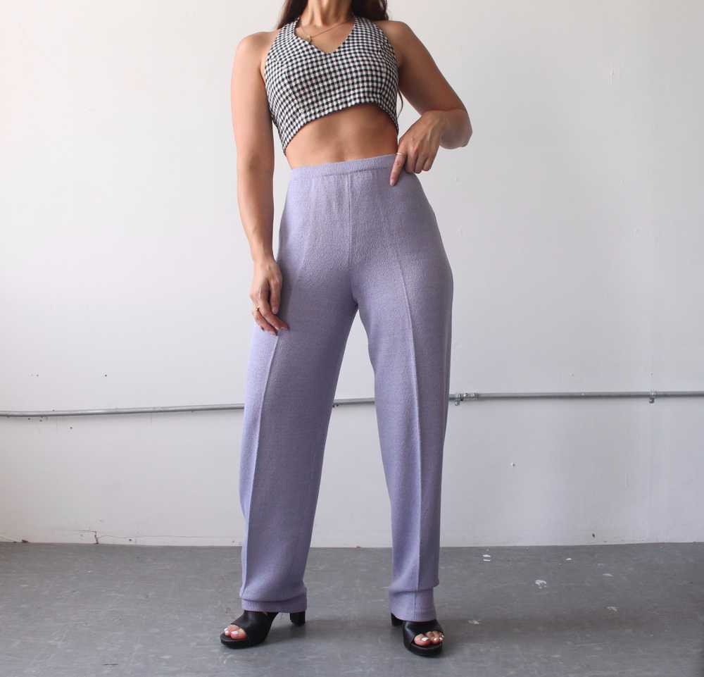 90s Periwinkle Knit Trousers - W29+ - image 5