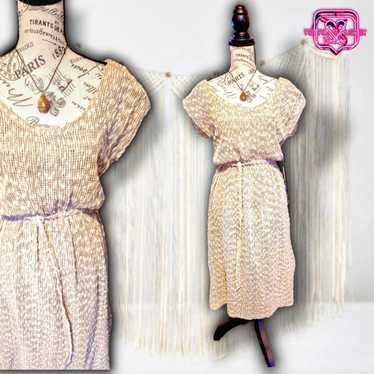 Vintage Vintage 1970’s Boho Open Knit Crocheted D… - image 1
