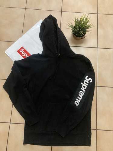 SUPREME SLEEVE PATCH HOODIE NAVY BOX LOGO PCL LE BAIN… - Gem