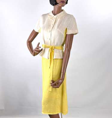 60s Spring Outfit Women's Vintage Yellow White Ski