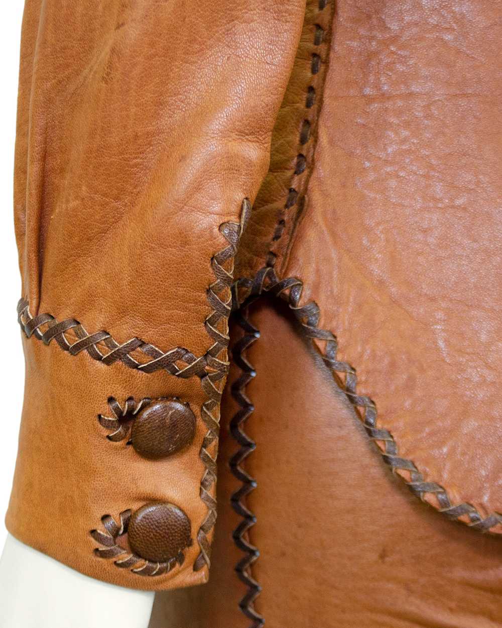 North Beach Leather Brown Leather Whipstitched Sh… - image 5