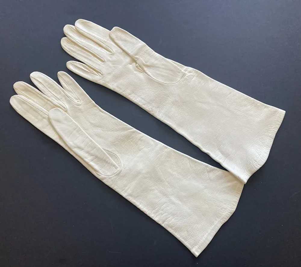 REDUCED Vintage Italian White Kid Leather Gloves … - image 2