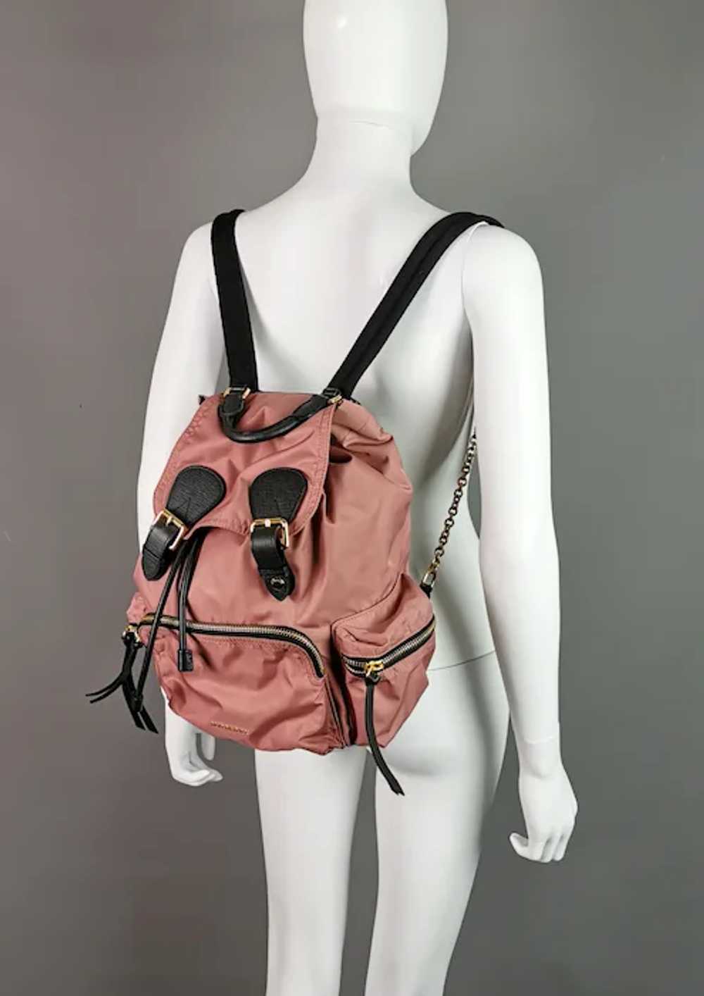 Burberry The Rucksack, pink nylon backpack, Gold … - image 5