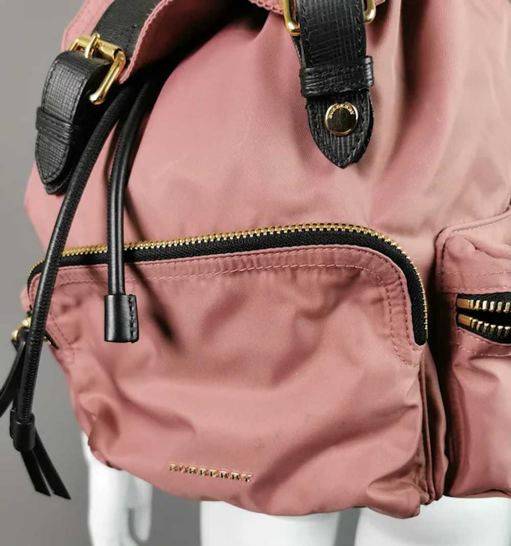 Burberry The Rucksack, pink nylon backpack, Gold … - image 8