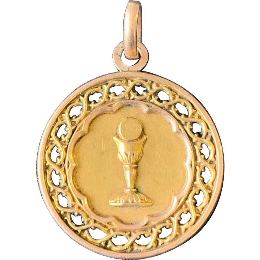 French 18 K gold filled FIX medal - image 1
