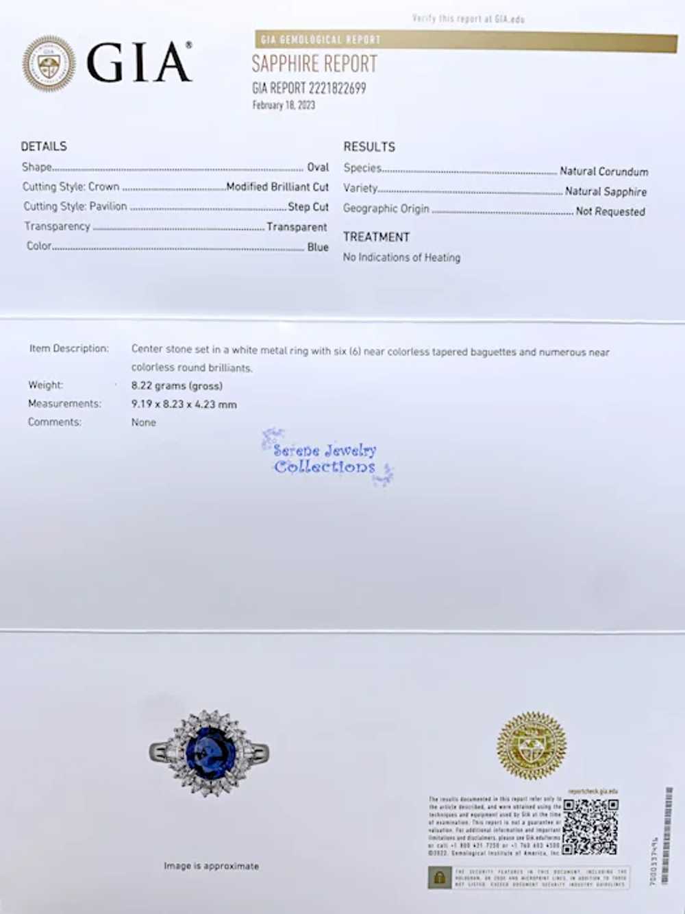 3.41CT Unheated Blue Sapphire Diamond Platinum Ri… - image 10