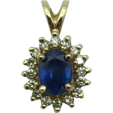 14K .16ctw Sapphire and Diamond Pendant