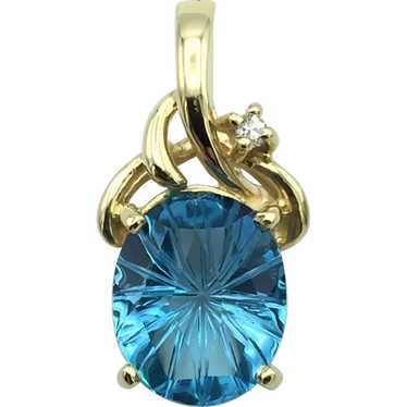 14K Topaz and Diamond Pendant