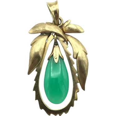 14K Chrysoprase Pendant - image 1