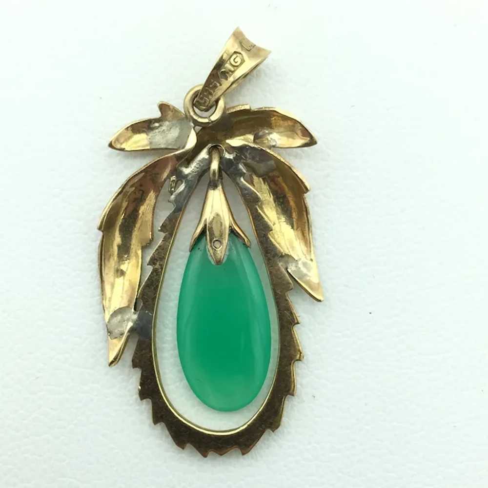 14K Chrysoprase Pendant - image 2