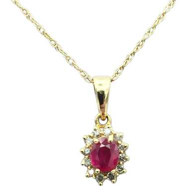 14K .12ctw Ruby and Diamond Pendant with Chain