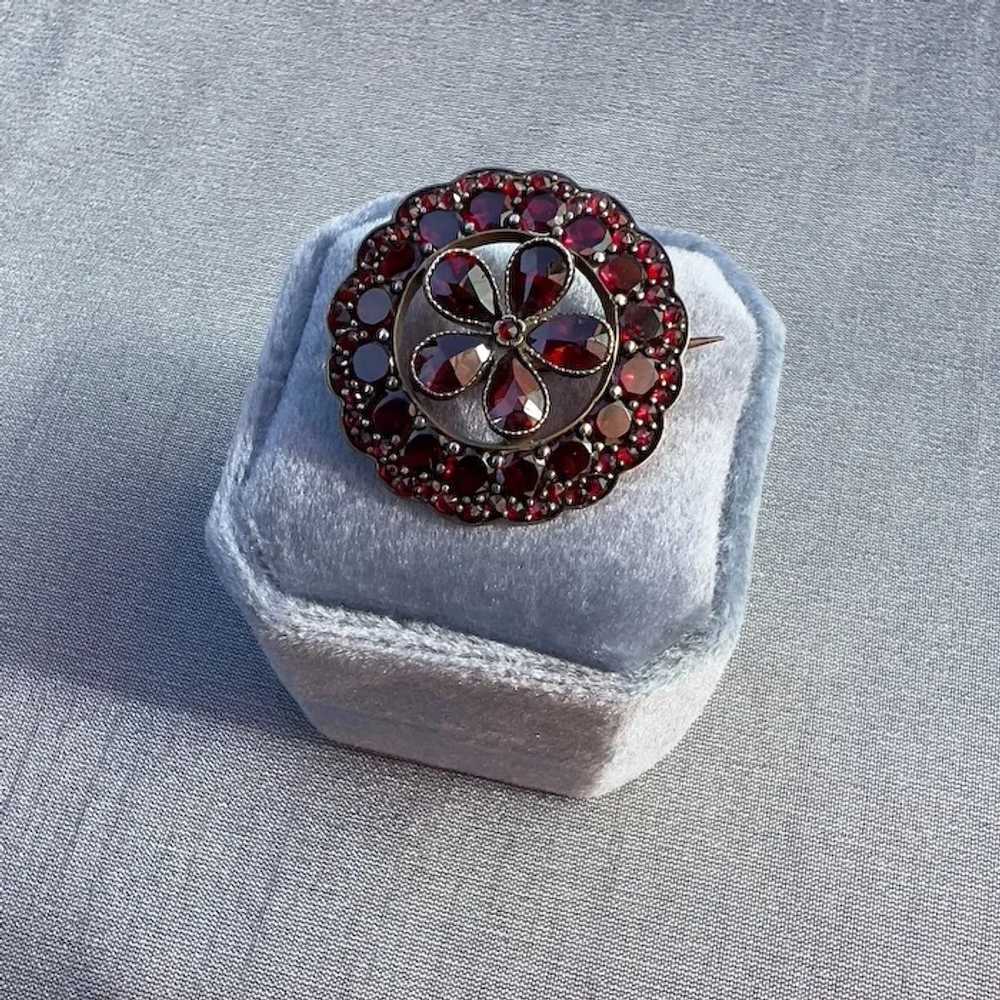 Victorian Flat Cut Garnet Antique Forget-Me-Not B… - image 3