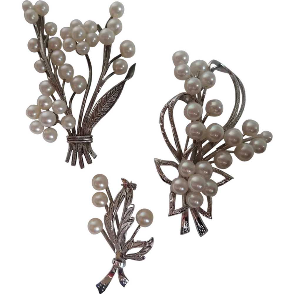 Vintage Collection Sterling Cultured Pearl Pins Brooches