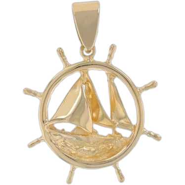 Openwork Sailboat Pendant 14k Yellow Gold Nautical Jewelry buy