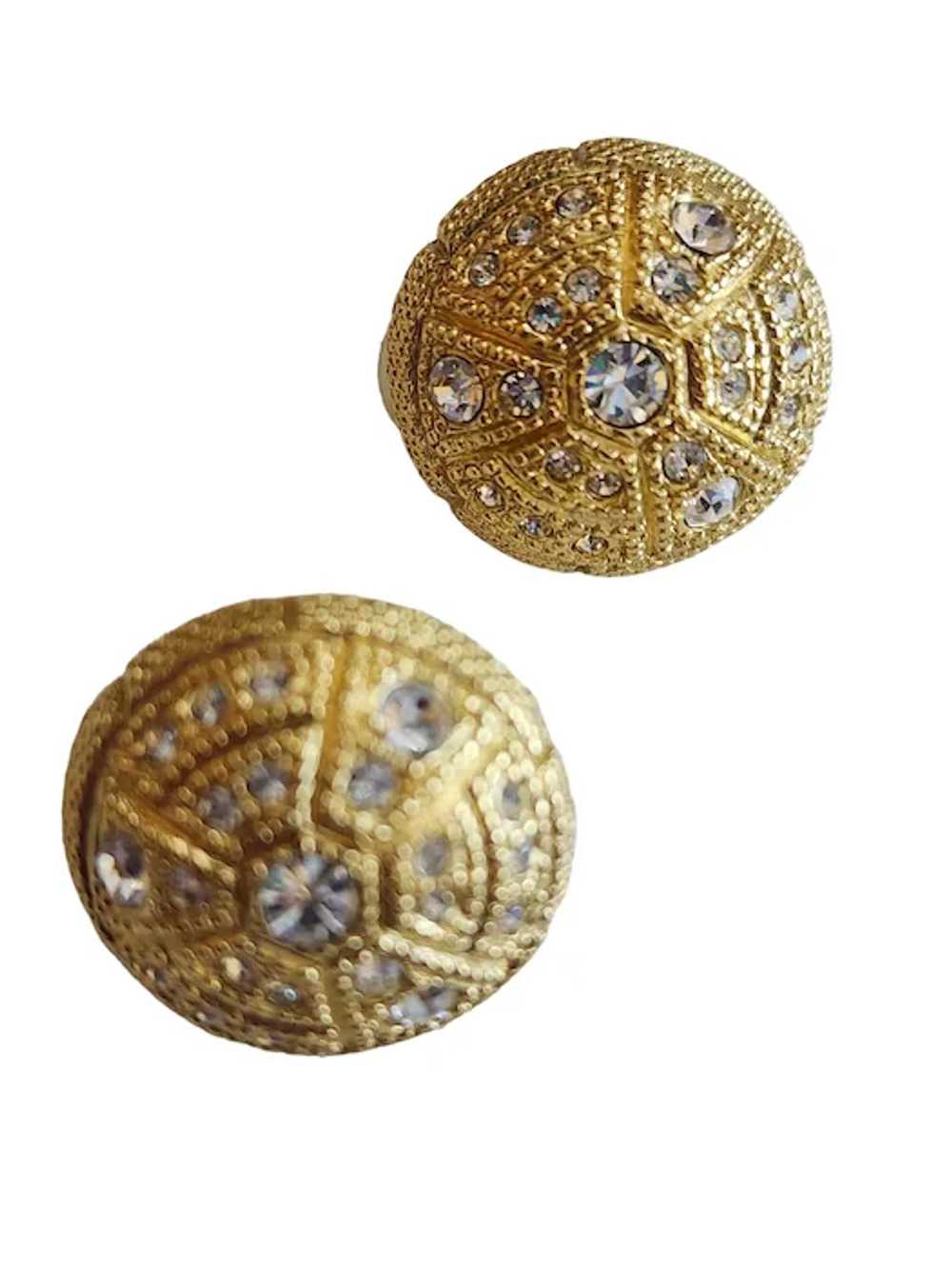 Vintage Christian Dior Rhinestone Button Clip Ear… - image 2