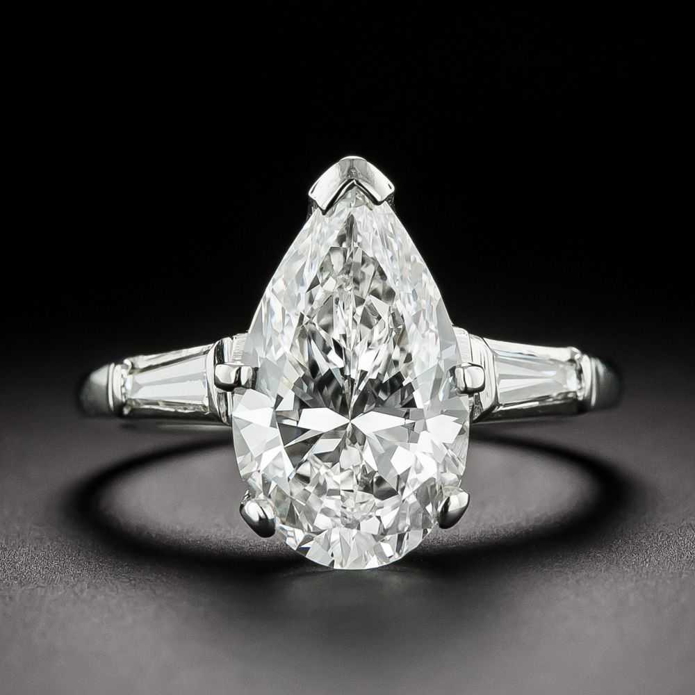 Mid-Century 3.19 Carat Pear-Shape Diamond Ring - … - image 1