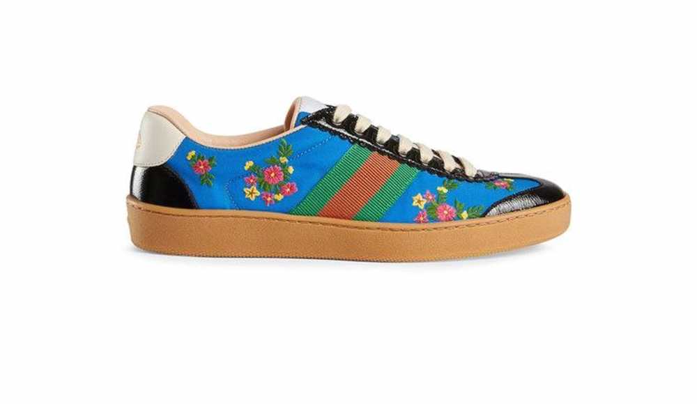 Gucci G74 Blue Floral Web Nylon Trainers - image 1