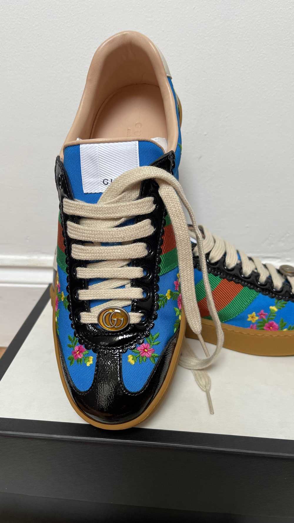 Gucci G74 Blue Floral Web Nylon Trainers - image 3