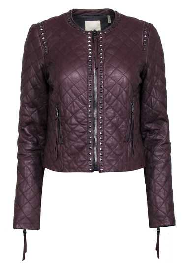 Rebecca Taylor - Maroon Quilted Stud Trim Leather… - image 1