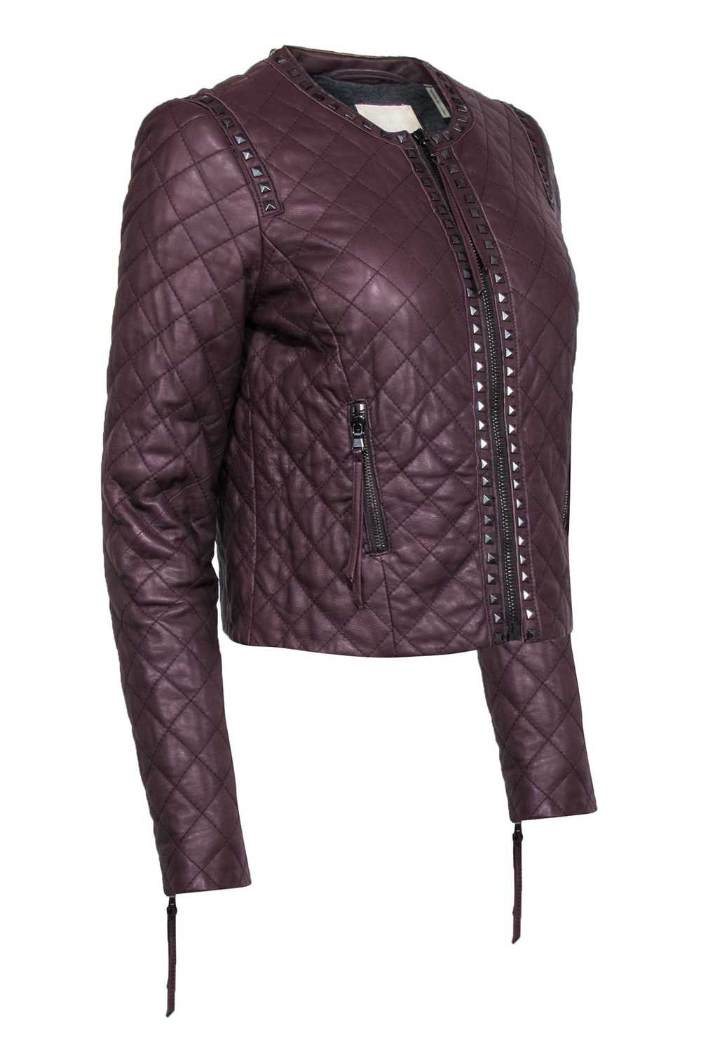 Rebecca Taylor - Maroon Quilted Stud Trim Leather… - image 2