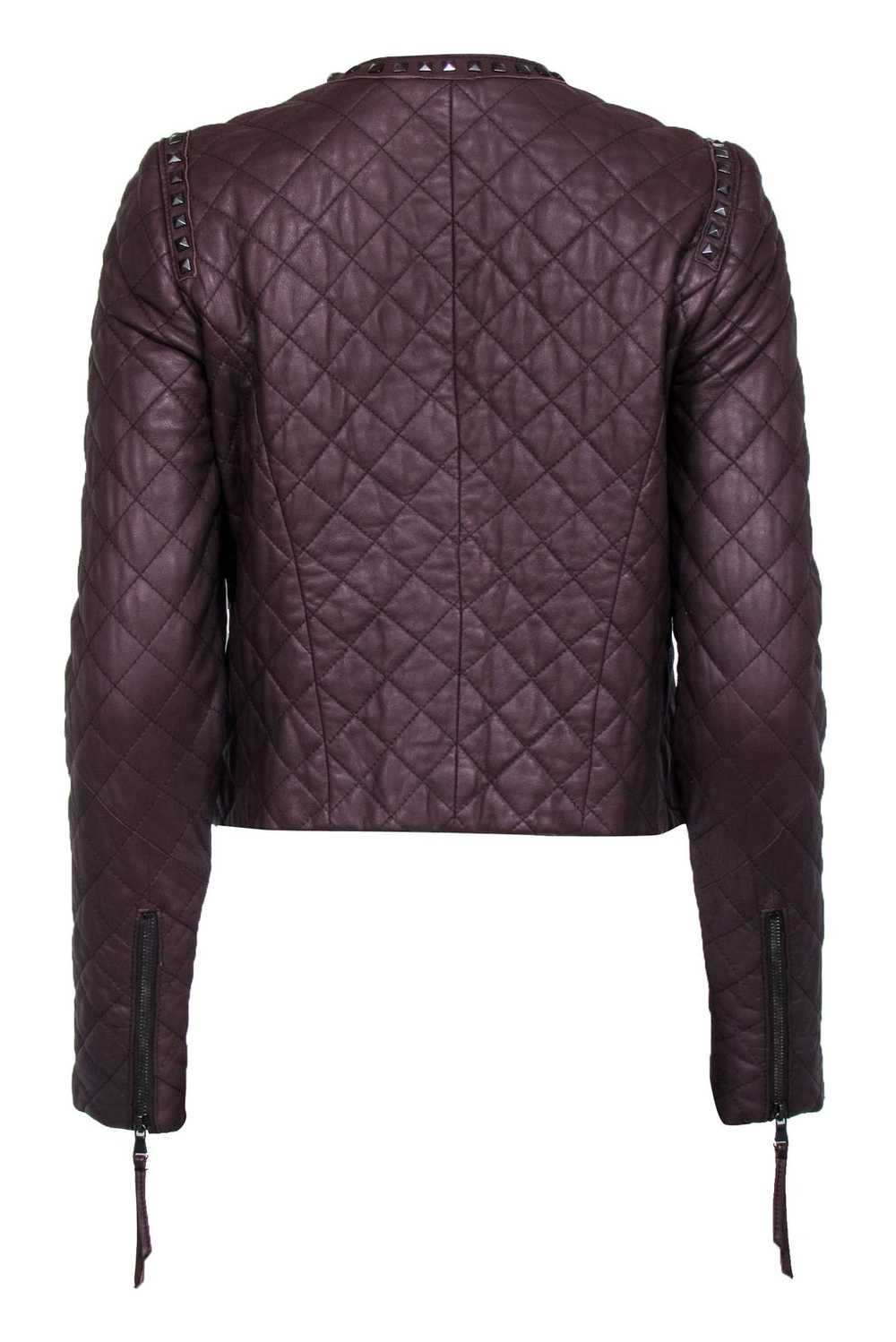 Rebecca Taylor - Maroon Quilted Stud Trim Leather… - image 3