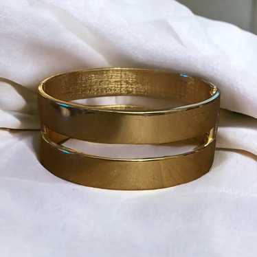 Vintage Vintage gold tone hinged bracelet - image 1
